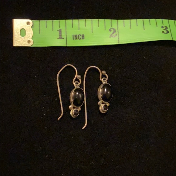 Unique Silver Black Drop Earrings - Picture 2 of 4